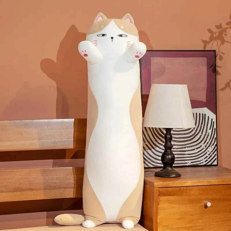 Giant Long Cat Plush Toy (35.4-51.2 in) - Cylindrical Animal Bolster Pillow Gift