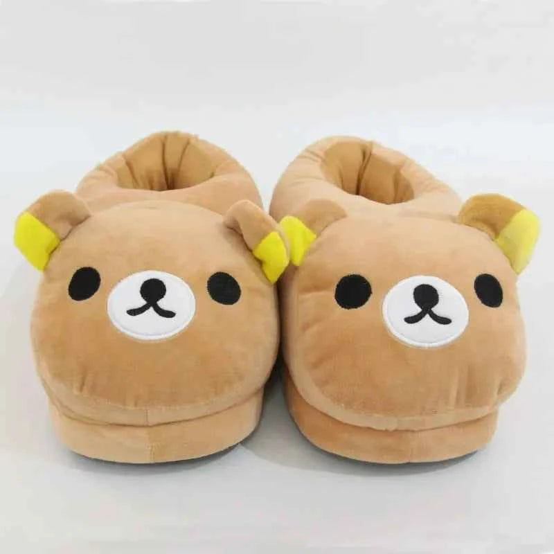Luxury Winter Cute Bear Cotton Slippers - Couple Home Indoor Warm Flat Slides