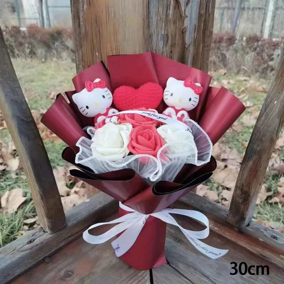 Kawaii Sanrio Plush Bouquet (11.8 in) - Hello Kitty/Kuromi/My Melody/Cinnamoroll Gift
