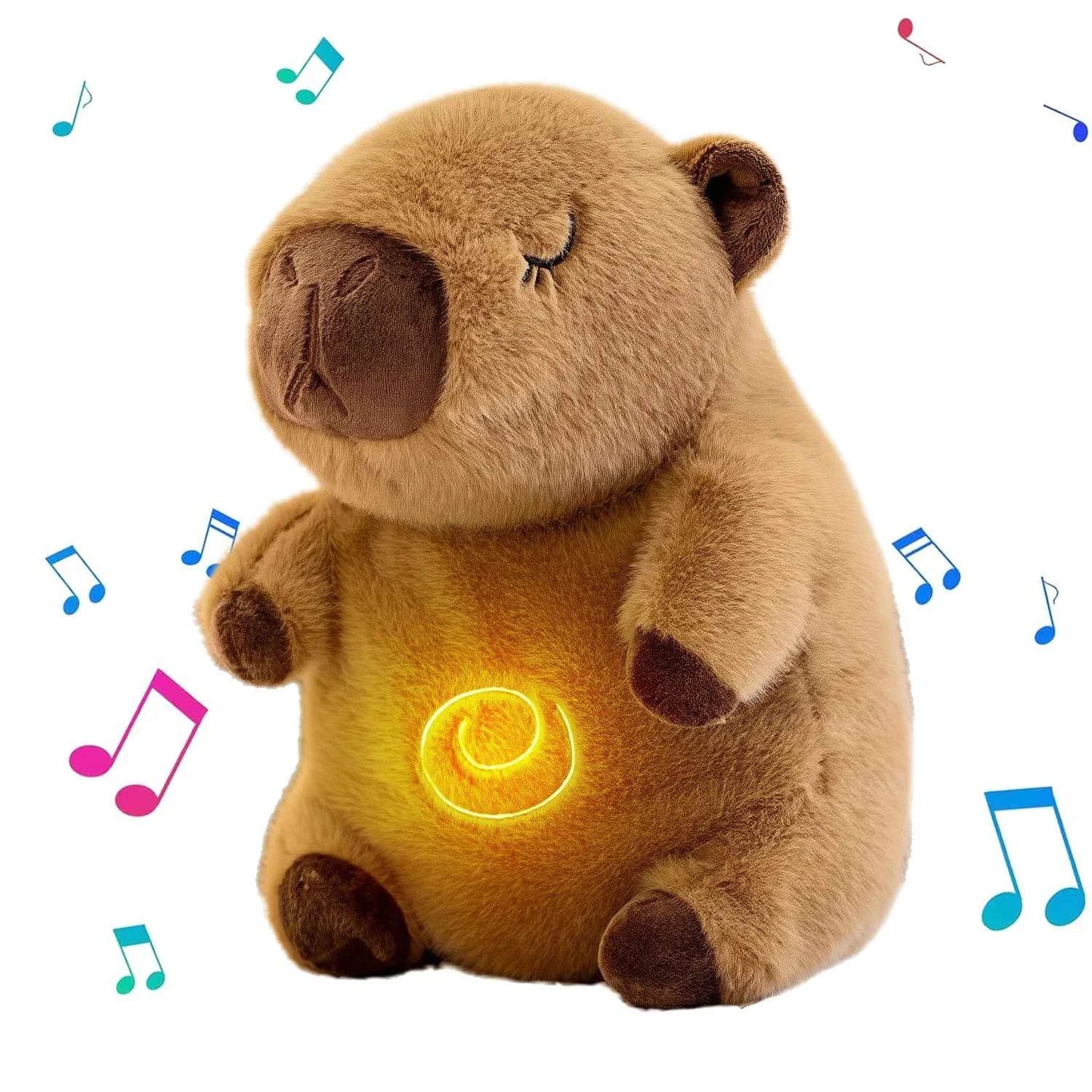 Music Breathing Capybara Plush Doll Rhythmic Lights Toys Soft Plush Stuffed Animal Capybara Otter Koala Toy Dolls Gift