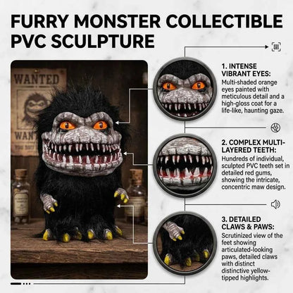 Soft Black Fur Horror Monster Doll Detailed Scary Face With Yellow Claws Perfect For Halloween Party Decor Or Critters Fans