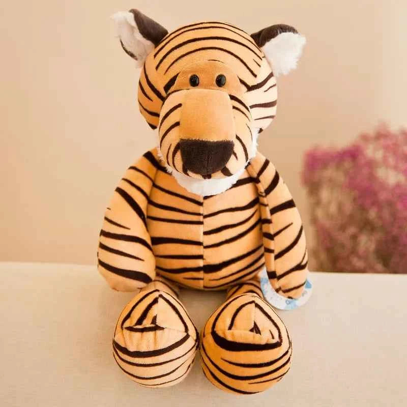 25cm Stuffed Lifelike Lion Tiger Elephant Monkey Leopard Giraffe Raccoon Doll Simulation Forest Animals Plush Toys for Kids Gift