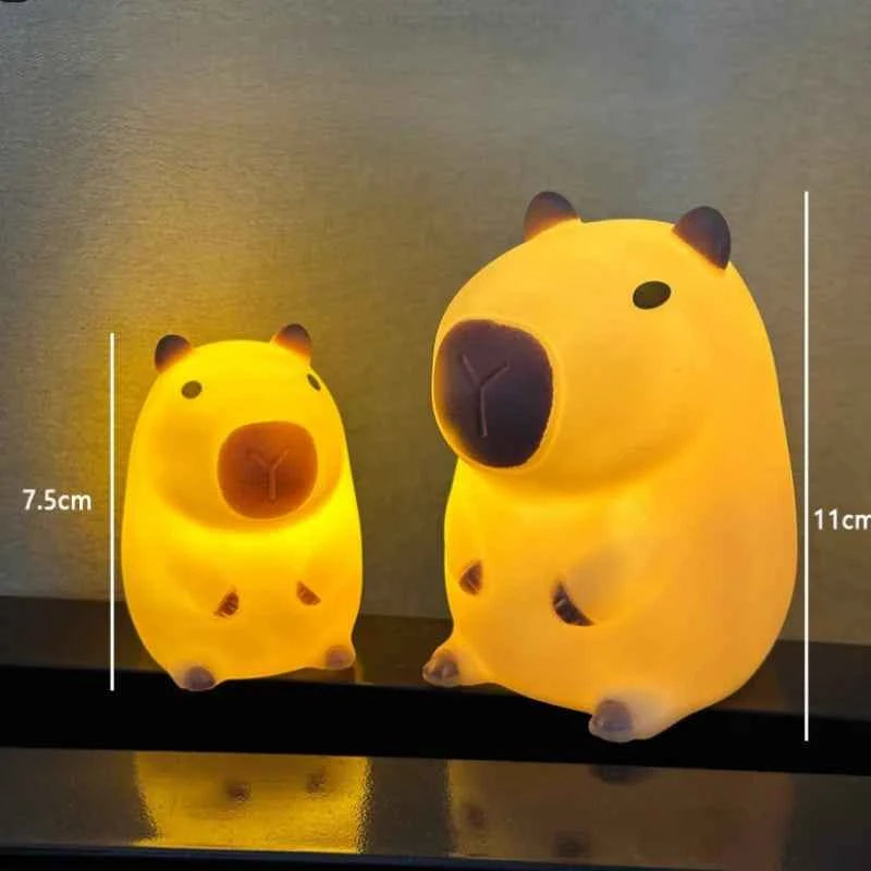 Kawaii Capybara Night Light - Cute Cartoon Silicone Creative Bedside Sleep Lamp