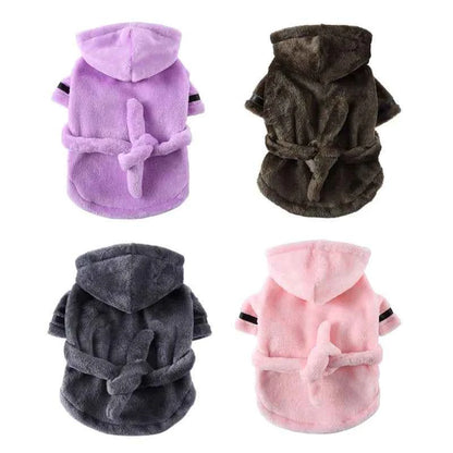 Hooded Pet Dog Bathrobe - Super Absorbent Drying Towel & Cozy Pajamas for Puppy & Cat (Small/Medium)