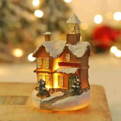 Luminous LED Resin Christmas House - Snowman Santa Shop Micro Landscape Ornament