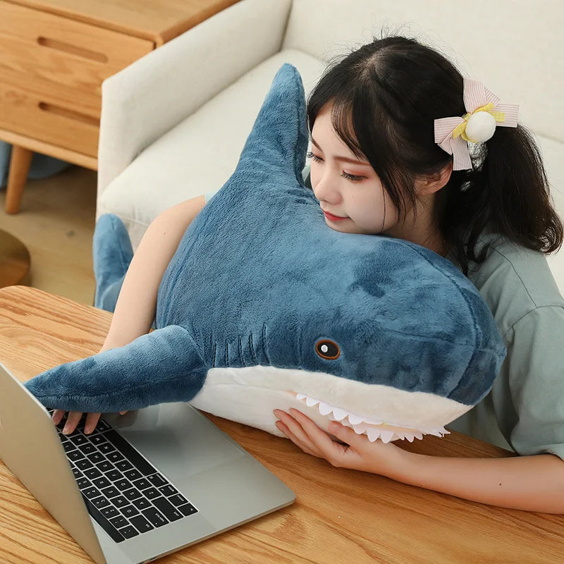 Simulated Shark Sea Creature Blue Pink Grey Fish Toy Super soft Dolls Cartoon Pillow Bed Decor Birthday Gift for Girls Boys