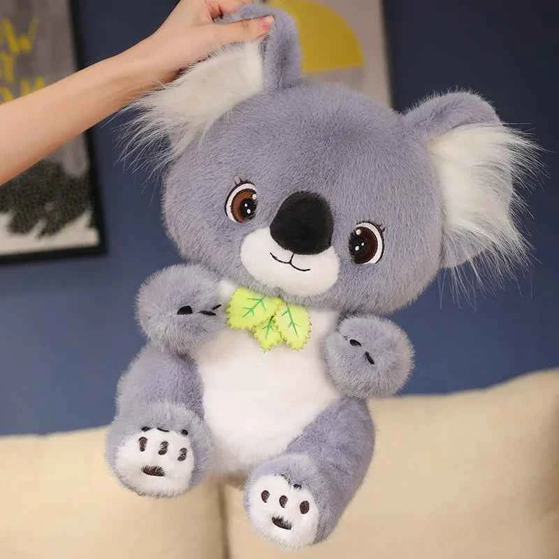 Big Cute Sitting Gray Koala With Leaves Plush Toys Simulation Australia Koala Stuffed Animal Soft Toys For Children Xmas Gifts