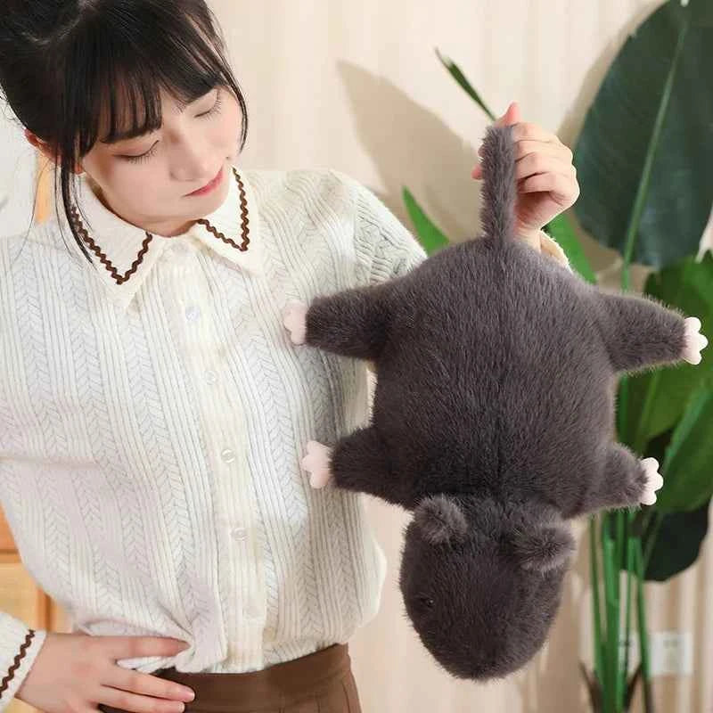 Funny Simulation Black Mouse Plush Pillow - Lifelike Lying Rat Stuffed Animal Room Decor and Gift, 3 Sizes