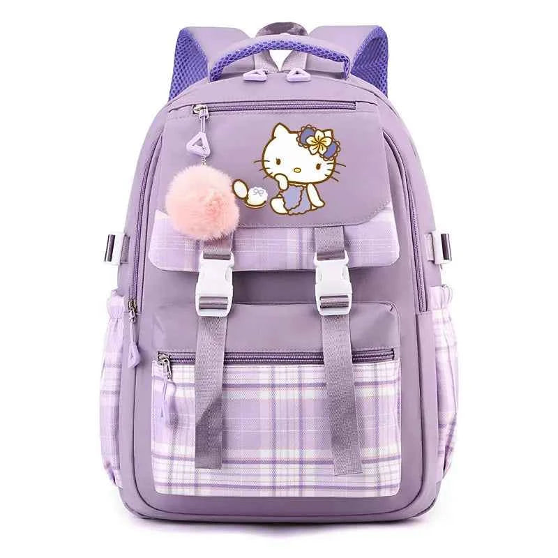 Cute Hello Kitty Backpack for Girl Boy Student Teenager - Casual Rucksack (18.5x12.6x7.8 in)
