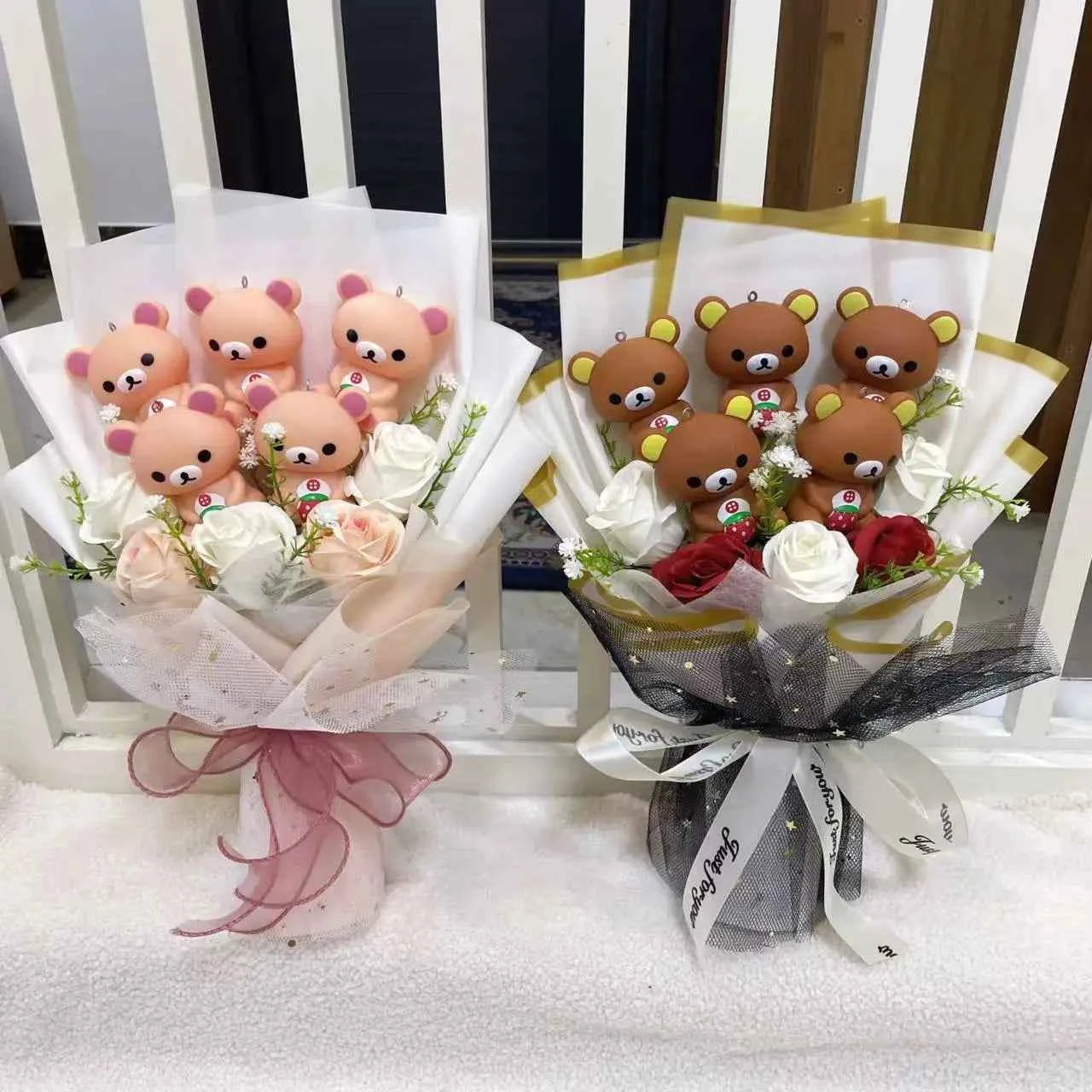 New Anime Rilakkuma Plush Doll Bouquet (12.6-13.8 in) - Stuffed Animals Gift