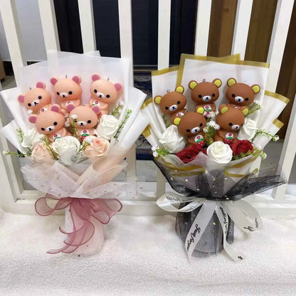 New Anime Rilakkuma Plush Doll Bouquet (12.6-13.8 in) - Stuffed Animals Gift
