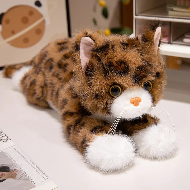 Lifelike Cat Plush Toy – Premium Fluffy Kitten Stuffed Animal (8 Styles) Brown Spot
