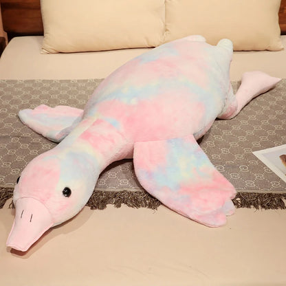 Giant Colorful Goose Plush Pillow – 130cm Long Stuffed Hug Cushion Pink