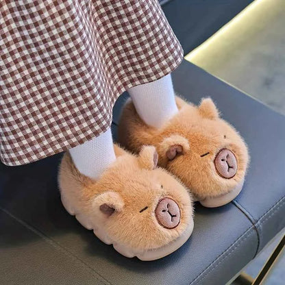 Kawaii Capybara Cotton Slippers - Kids Soft Warm Non-Slip Indoor Shoes
