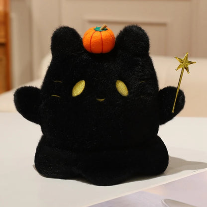 Kawaii Halloween Ghost Cat & Long-Eared Rabbit Plush – 20 cm Black A 20 cm (7.9 in)