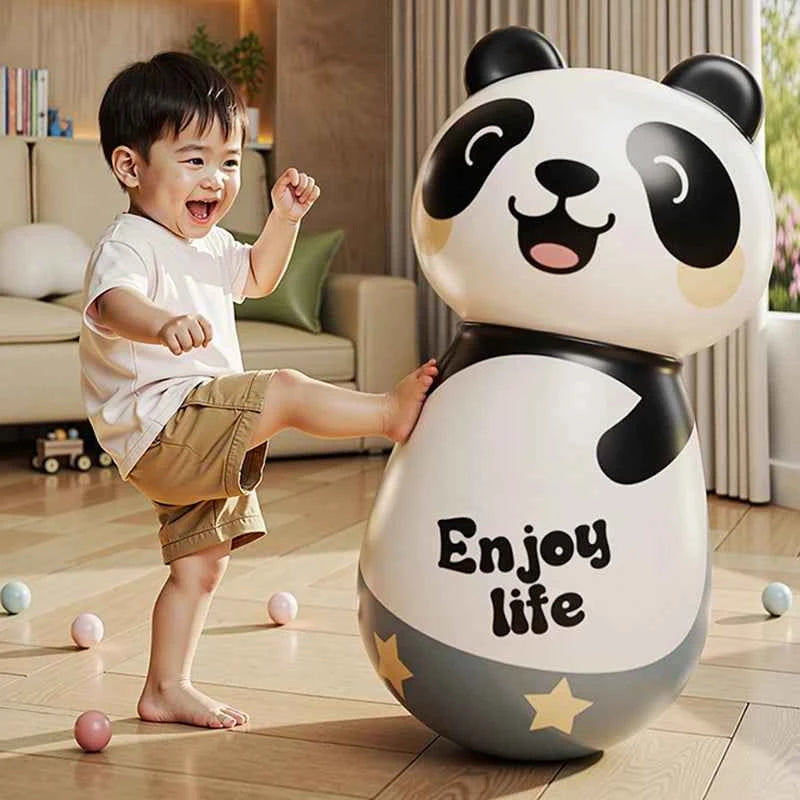 Kawaii Panda Inflatable Punching Bag Tumbler – Kids Boxing Wobbler Bop Bag Indoor Outdoor Toy (2 Sizes)
