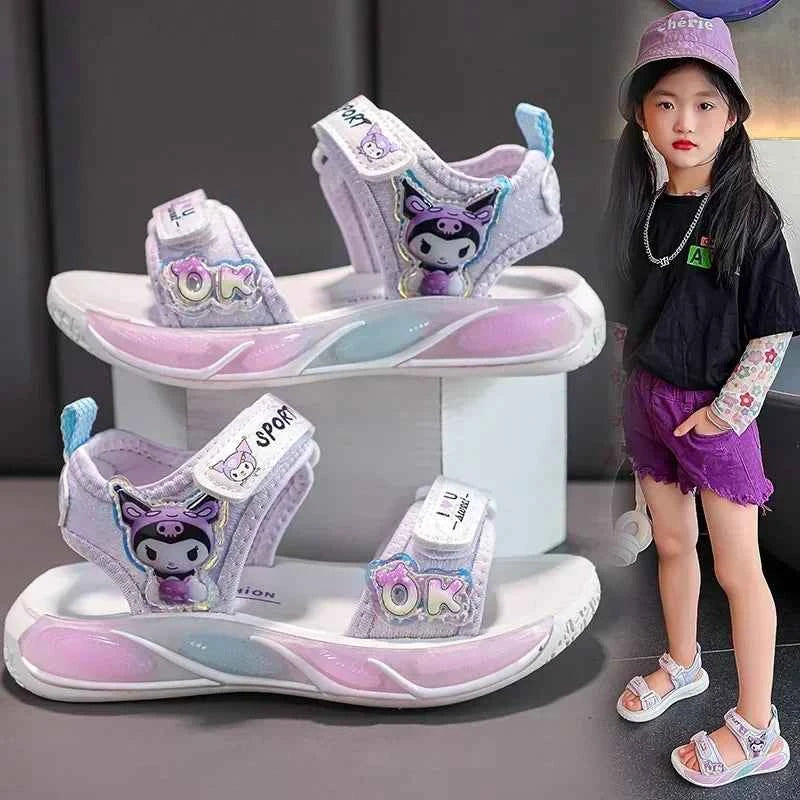 Kuromi Cartoon Soft Sole Casual Slippers - Girls Beach Sandals Princess Shoes