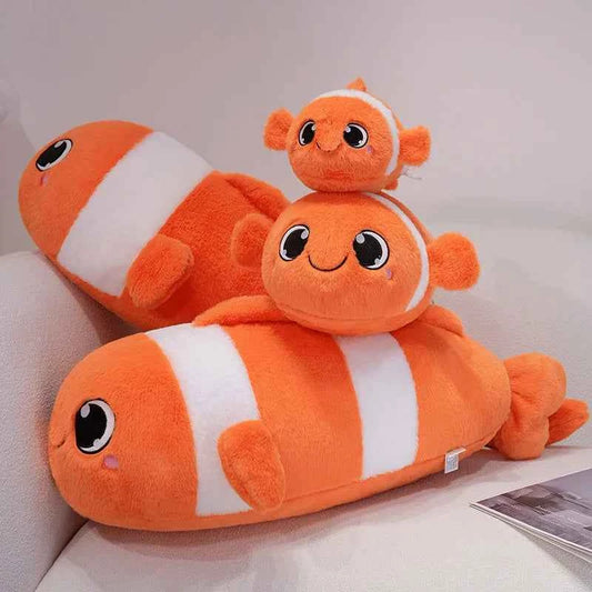 Kawaii Clown Fish Plush Toy – Cute Orange Fish Stuffed Animal Pillow