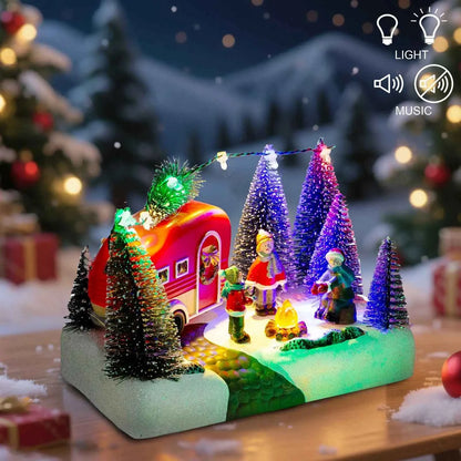 Christmas Camper Scene Figurine - LED Light Up Village Collection Indoor Decor