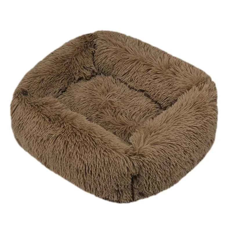 Rectangle Plush Dog Bed Winter Warm Mat Small Medium Big Brown