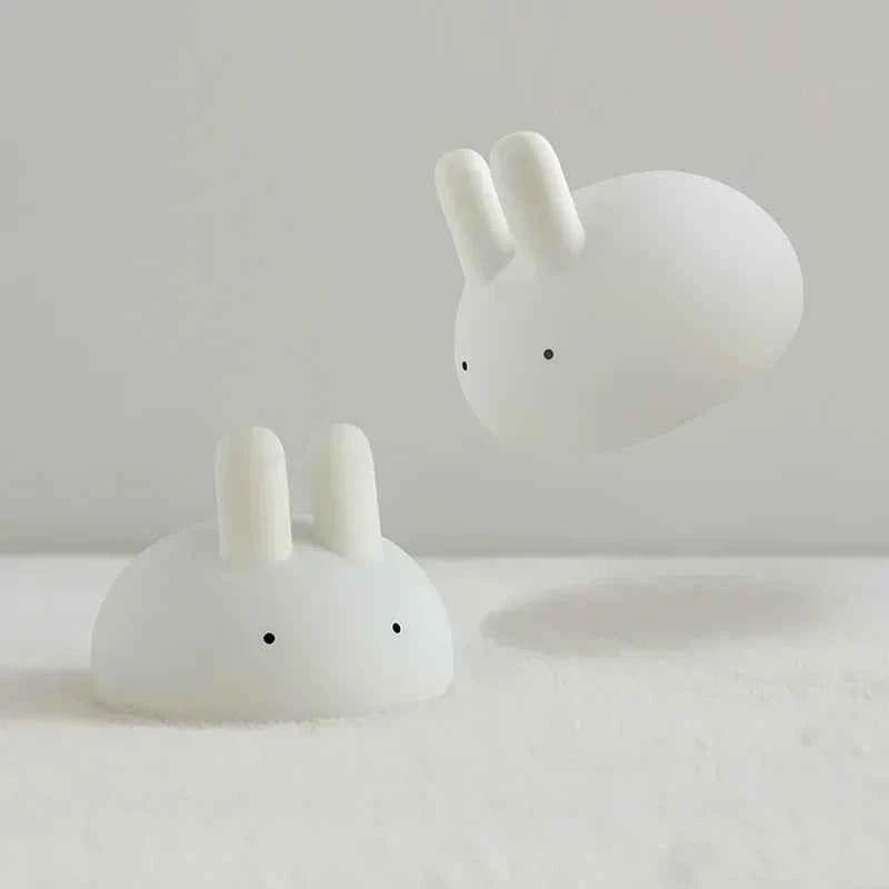 Kawaii Soft Silicone Bunny Night Light (4.6 in) - Rechargeable Timer Lamp
