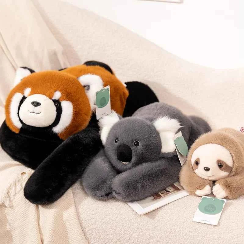 Kawaii Long-Arm Forest Animal Plush – Raccoon, Dinosaur, Sloth, Panda, Koala & Bear