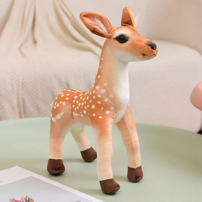 Kawaii Sika Deer Plush Doll - Soft Stuffed Lifelike Stag and Doe Animal Toy and Gift, 30cm and 40cm Doe