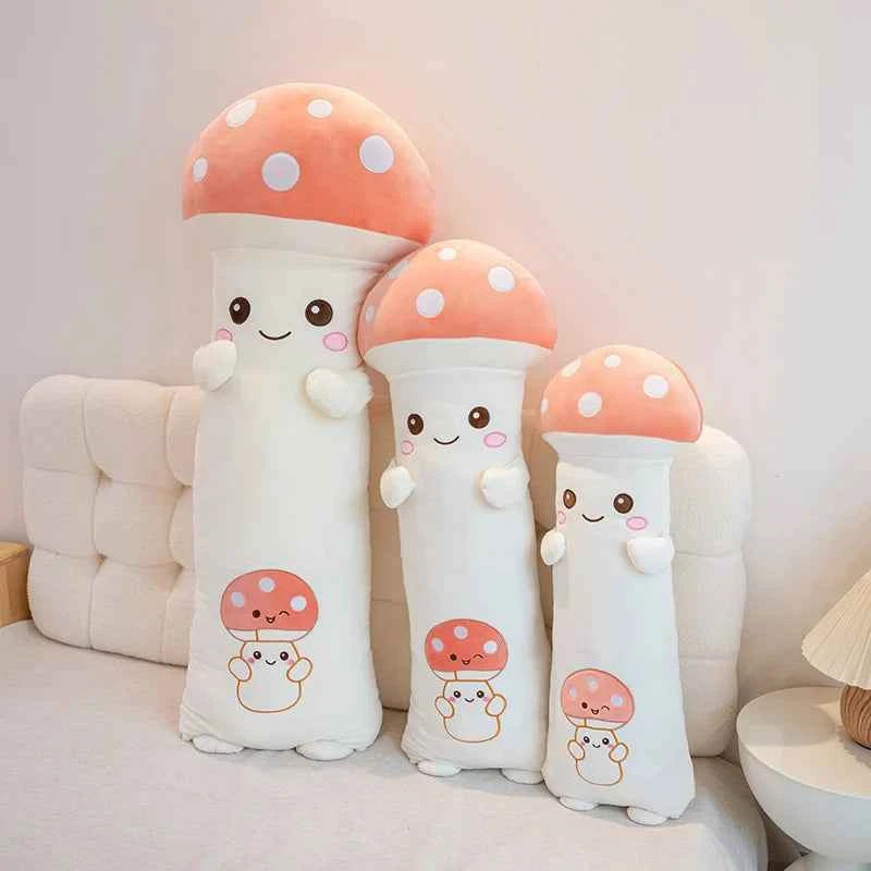 Kawaii Long Legs Sleeping Mushroom Plush Pillow – Cute Plant Hugging Cushion