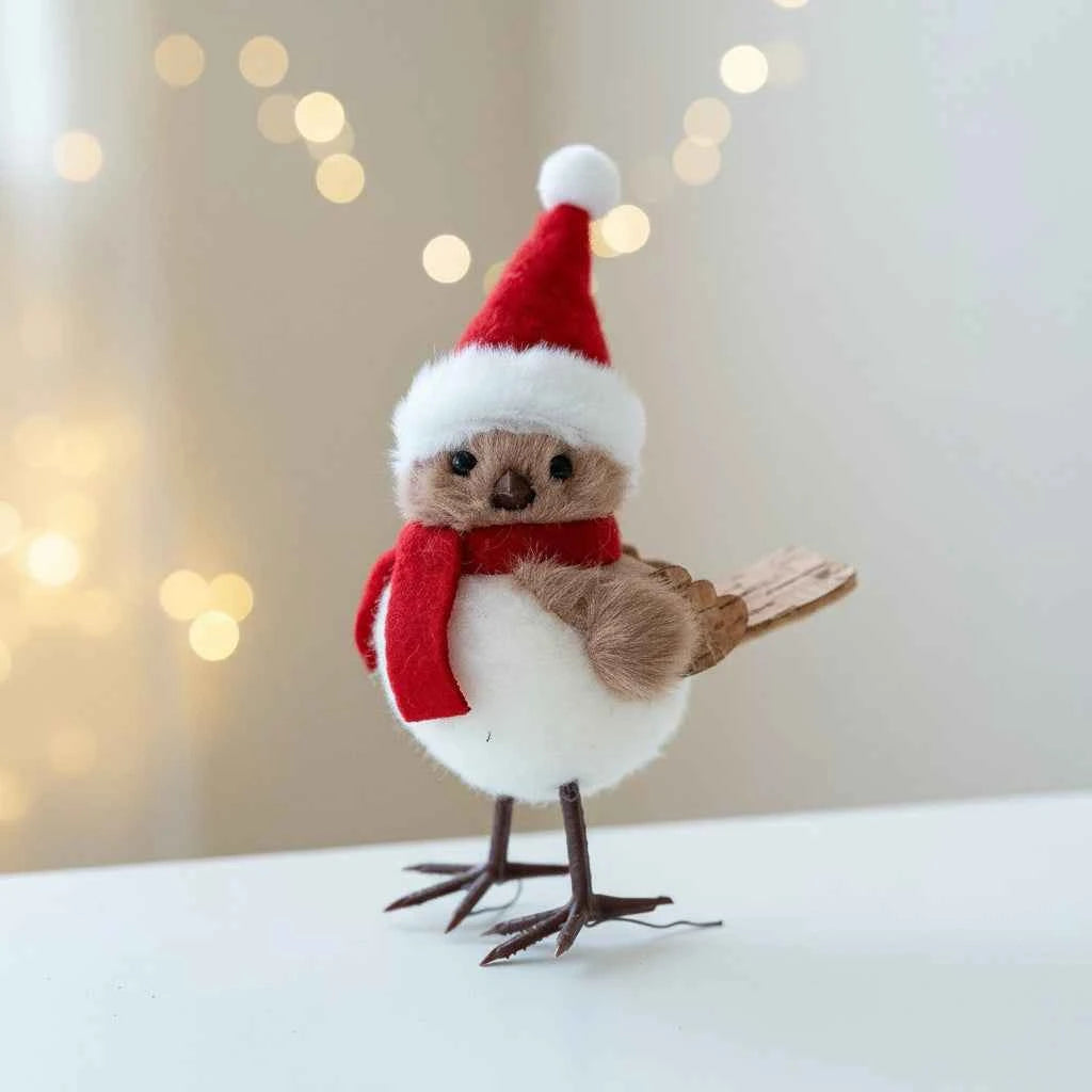 Cute Plush Bird/Bear Couple Christmas Tree Hanging Pendant - Handcrafted Xmas Ornament