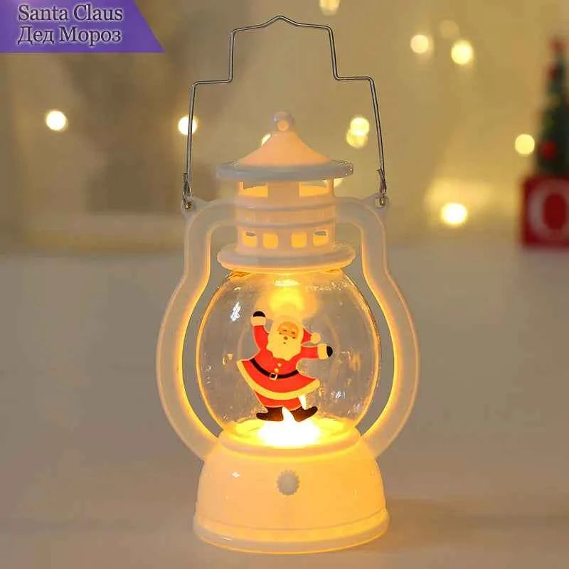 Portable LED Christmas Santa Snowman Lanterns - Indoor Holiday Decor Lights