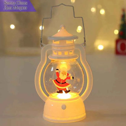 Portable LED Christmas Santa Snowman Lanterns - Indoor Holiday Decor Lights
