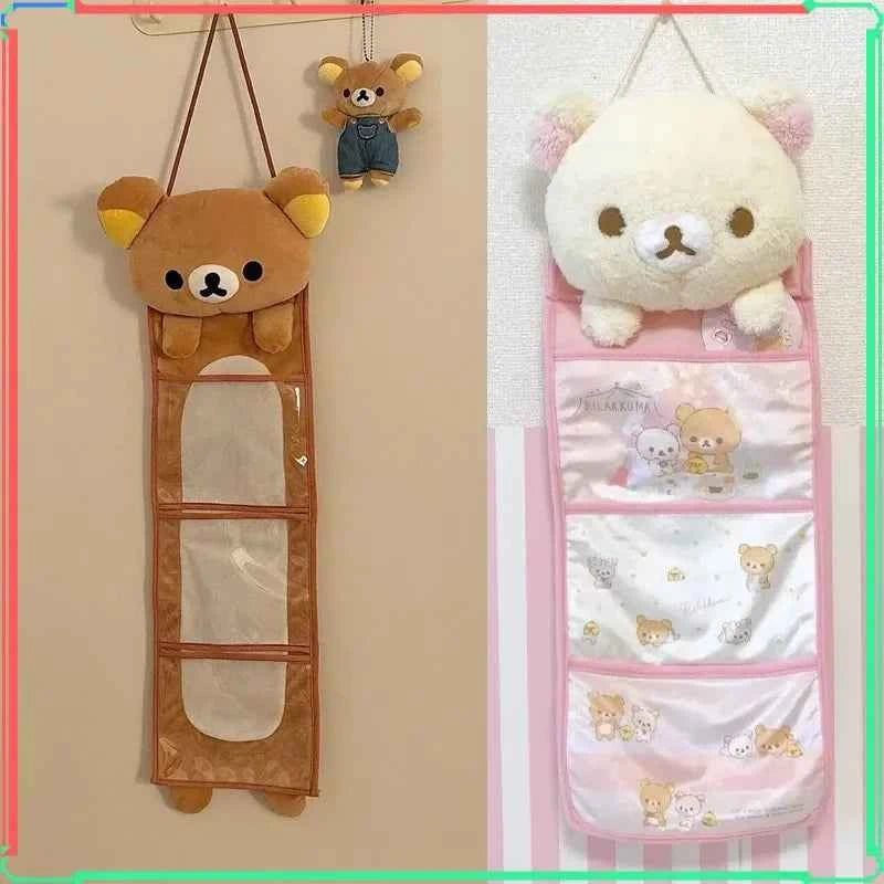 Kawaii Rilakkuma Wall Hanging Storage Bag Cartoon Bear Door
