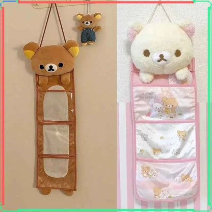 Kawaii Rilakkuma Wall Hanging Storage Bag Cartoon Bear Door