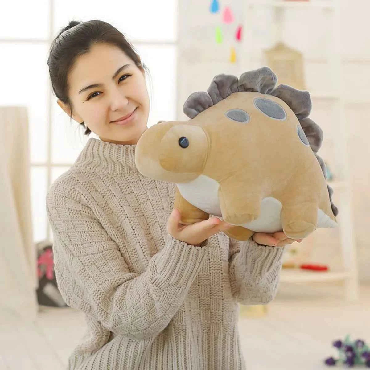Kawaii Dinosaur Plush Toy – Soft Stuffed Triceratops & Tyrannosaurus Hug Doll (30 & 50cm)