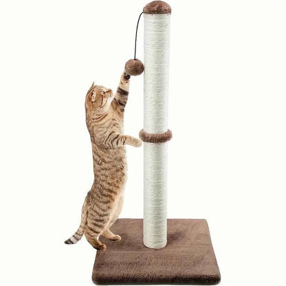 Two Section Vertical Sisal Material Safe Cat Climbing Frame Brown