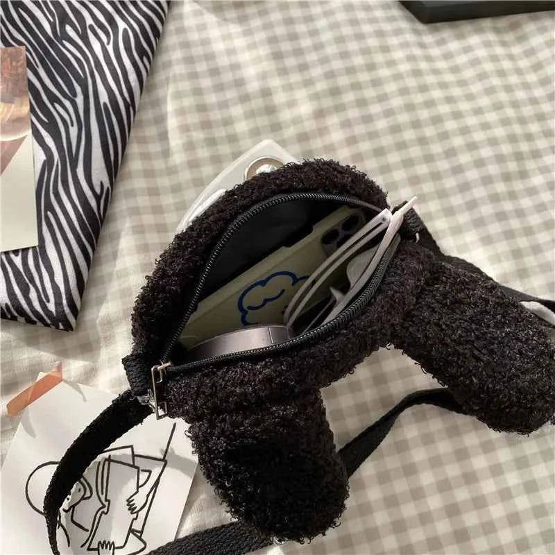 Kawaii Cute Cat Plush Shoulder Bag (6.7 in) - Japanese Cartoon Crossbody Phone Purse