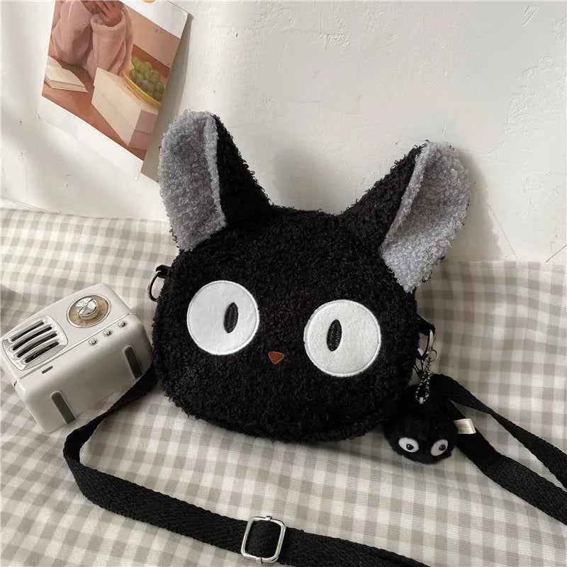 Kawaii Cute Cat Plush Shoulder Bag (6.7 in) - Japanese Cartoon Crossbody Phone Purse