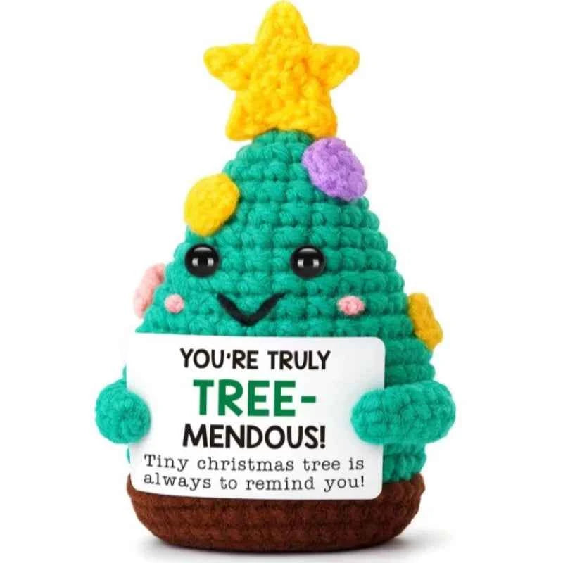 Funny Crochet Emotional Support Coffee Doll Card Desktop Tree
