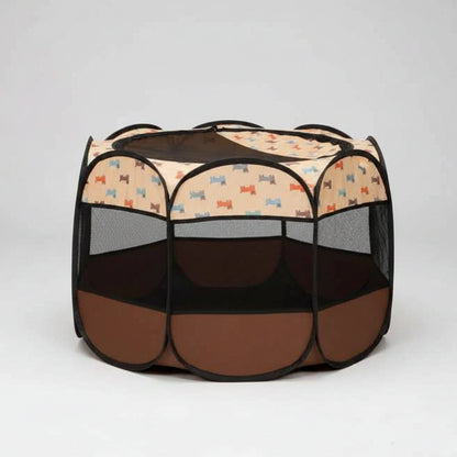 Folding Pet Tent Dog House Camping Accessories Pet Cage Coffee colored dog