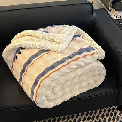 Imitation rabbit fur blanket double-sided thickened four-season blanket, super soft, lightweight and breathable living room