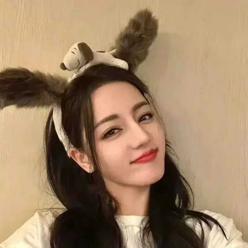 Snoopy Plush Ear Headband – Cute Furry Cosplay Hair Accessory