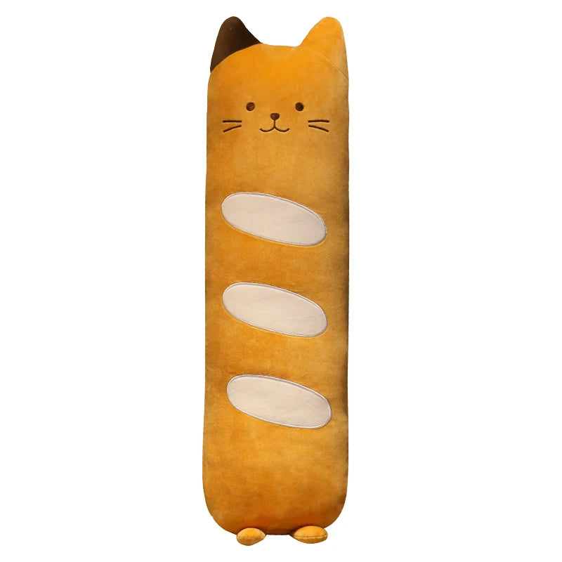 Long Cat Bolster Plush Pillow – Kawaii Cylindrical Stuffed Animal Body Pillow Brown