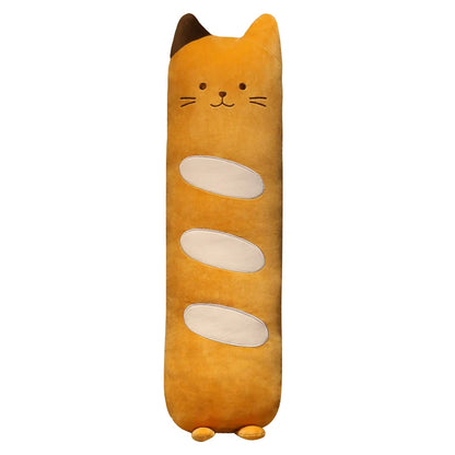 Long Cat Bolster Plush Pillow – Kawaii Cylindrical Stuffed Animal Body Pillow Brown