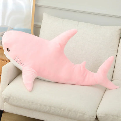 Simulated Shark Sea Creature Blue Pink Grey Fish Toy Super soft Dolls Cartoon Pillow Bed Decor Birthday Gift for Girls Boys pink shark MYJ