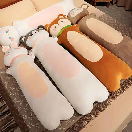 Long Animal Plush Body Pillow – Kawaii Fox Cat Rabbit Husky Monkey Stuffed Toy