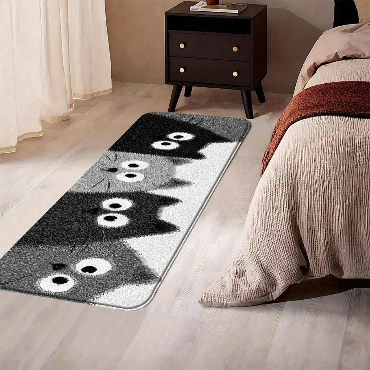 Cartoon Kitten Bath Mat Soft Cosy Noise-Reducing Bathroom