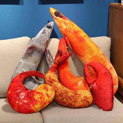 Kawaii Lobster & Crayfish Plush Toy – Lifelike Stuffed Shrimp Pillow Doll (4 Colors, 40–60cm)