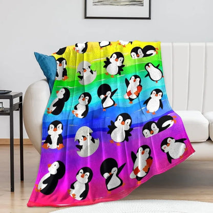 Penguin Flannel Fleece Blanket – Ultra Soft Microfiber Throw Blanket