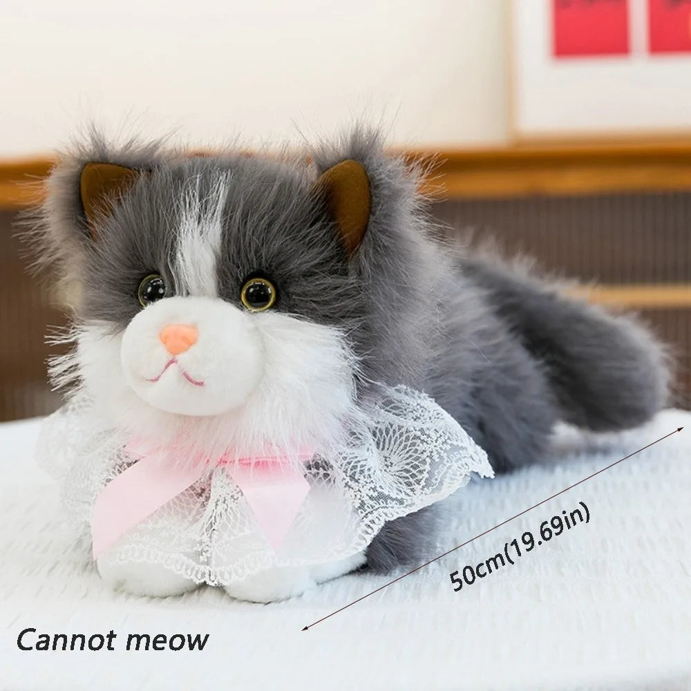 Kawaii Simulation Ragdoll Cat Plush Doll - Soft Lifelike Voiced Kitten Toy and Gift in 11 Colors, 40cm Grey2-with Bib