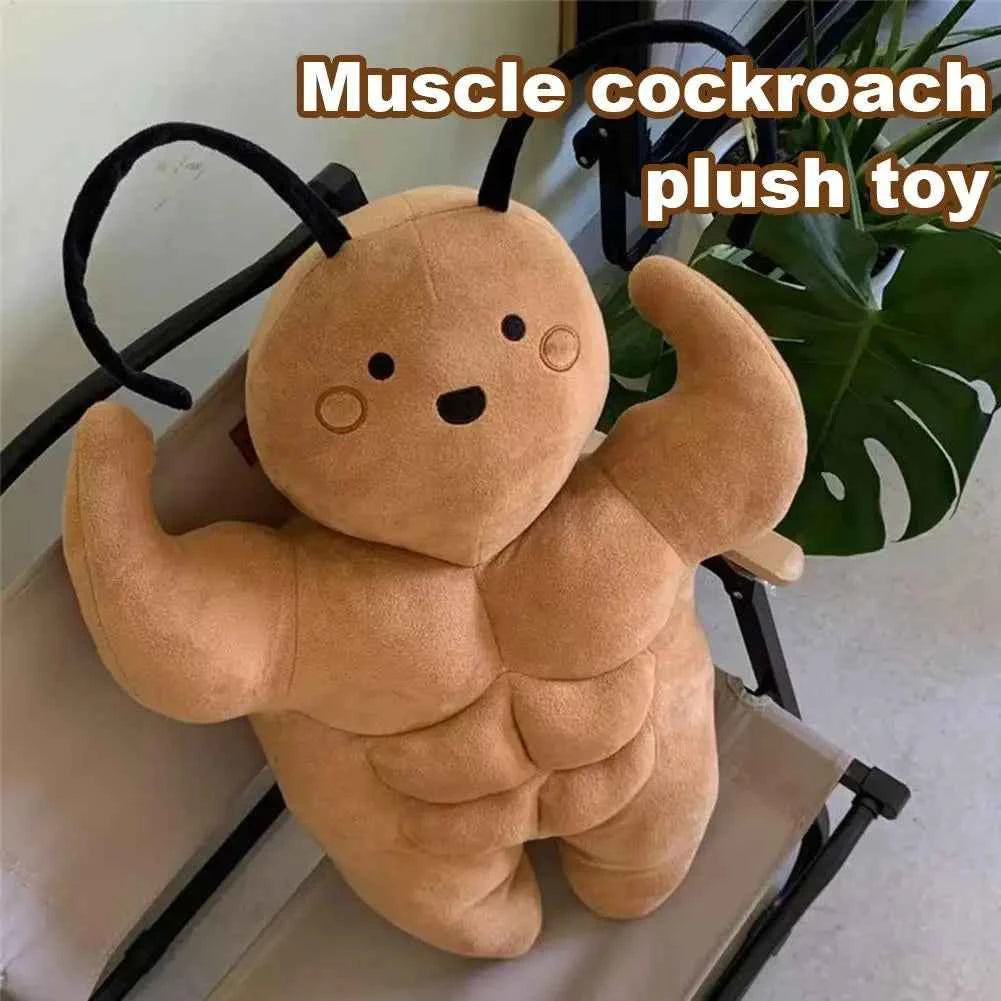 Funny Muscle Cockroach Plush Toy – Huggable Buff Roach Plush Doll
